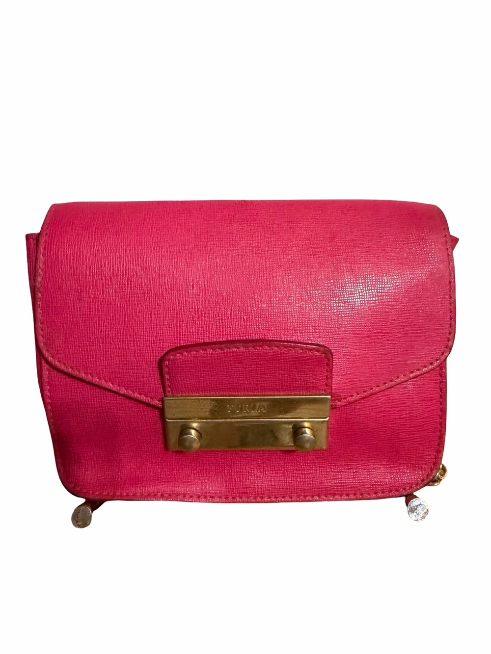 Furla Hot Pink Leather Crossbody with Gold-Tone Lock
